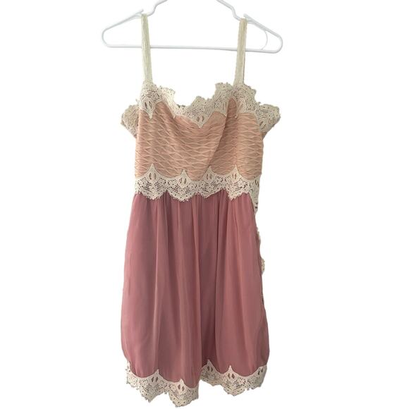Sundance Adelina Slip Dress Lace Chiffon Romantic Pink Size 12 - Picture 4 of 13